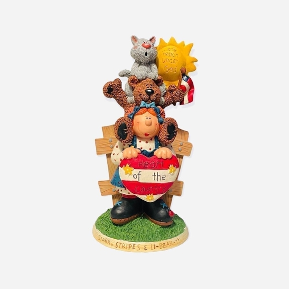 Vintage Center Street Design Starr Stripes & Li-bear-ty Figurine 4th of July Art - Picture 1 of 7